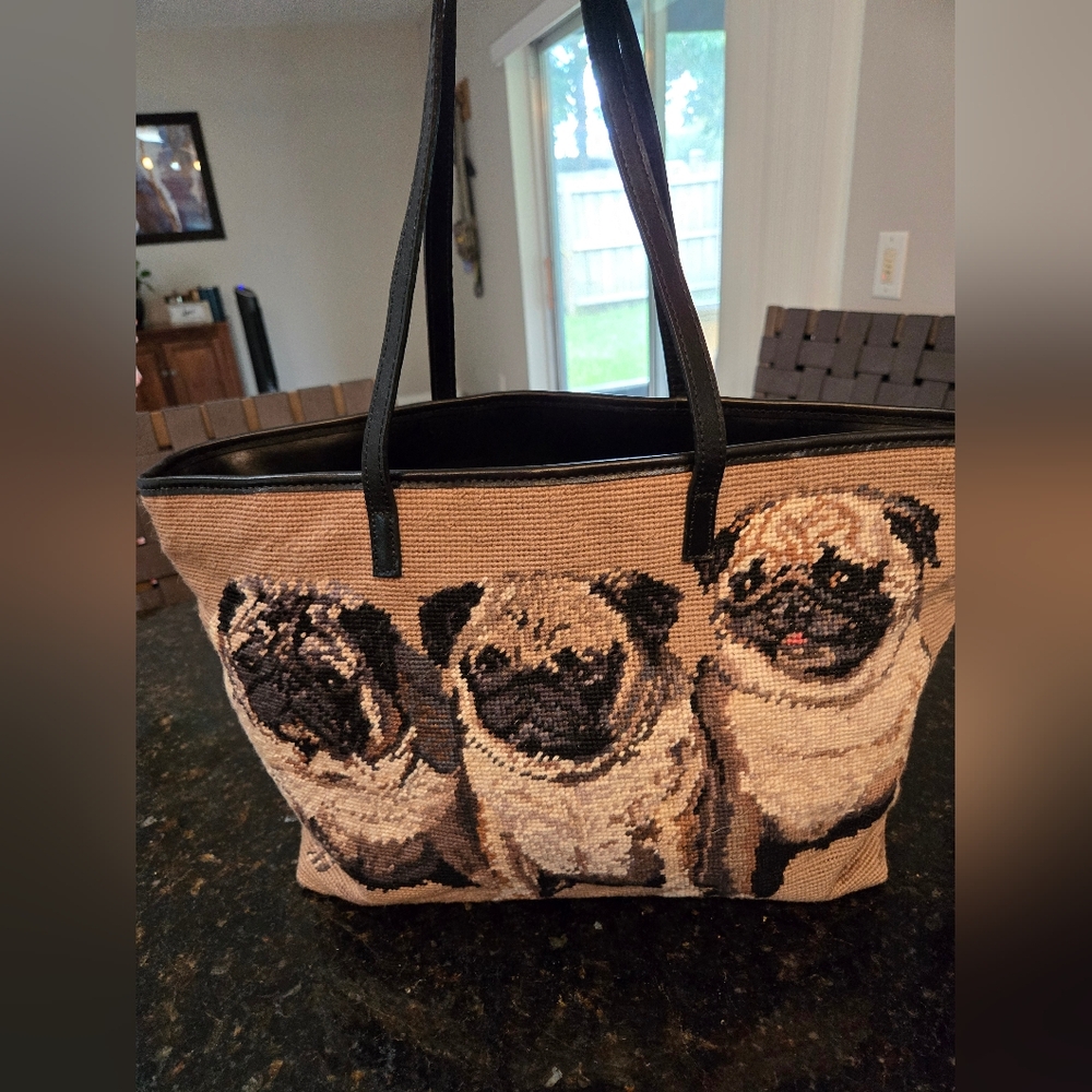 EUC Clever Carriage Company embroidered PUG purse